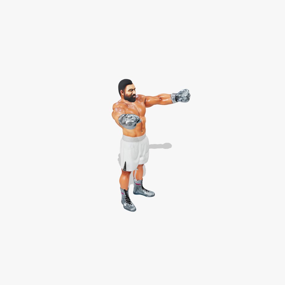 Boxer Character Rigged and Animated with Gloves and Shorts